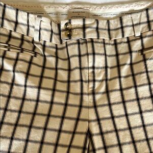 Anthropologie Cream Plaid Pants